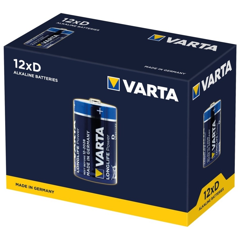 Varta Alkaline Longlife D-Type Batteries (12 Pack)