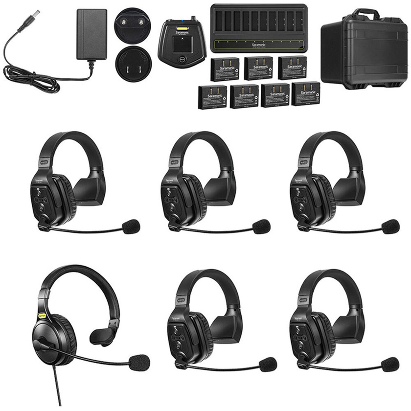 Saramonic WiTalk-WT6S 6-Person Wireless Intercom System with Single-Ear Remote Headsets (1.9 GHz)