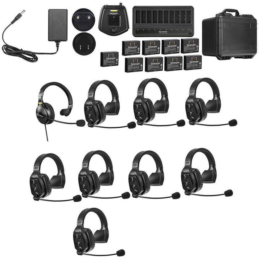 Saramonic WiTalk-WT9S 9-Person Wireless Intercom System with Single-Ear Remote Headsets (1.9 GHz)
