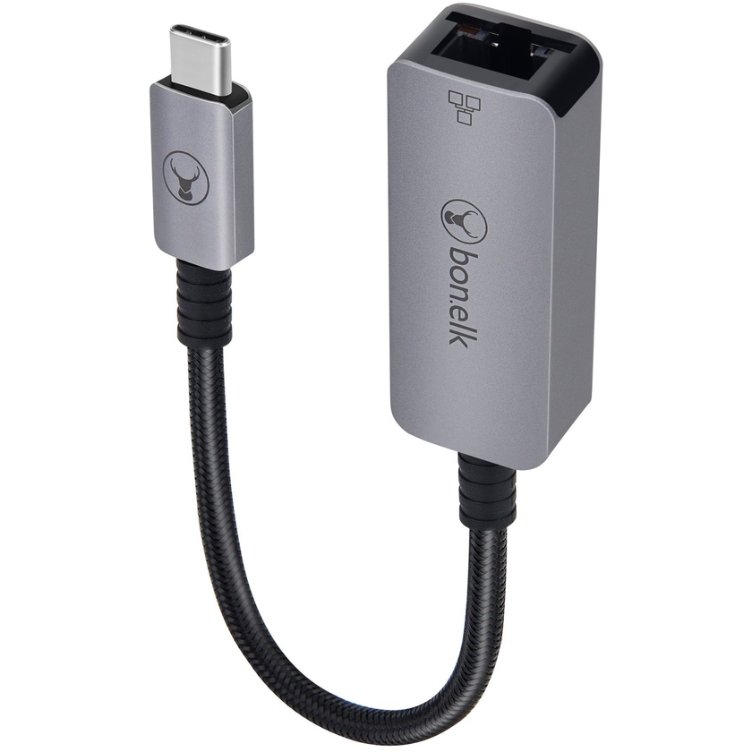 Bonelk Long-Life USB-C to Ethernet Adapter (15cm, Space Grey)