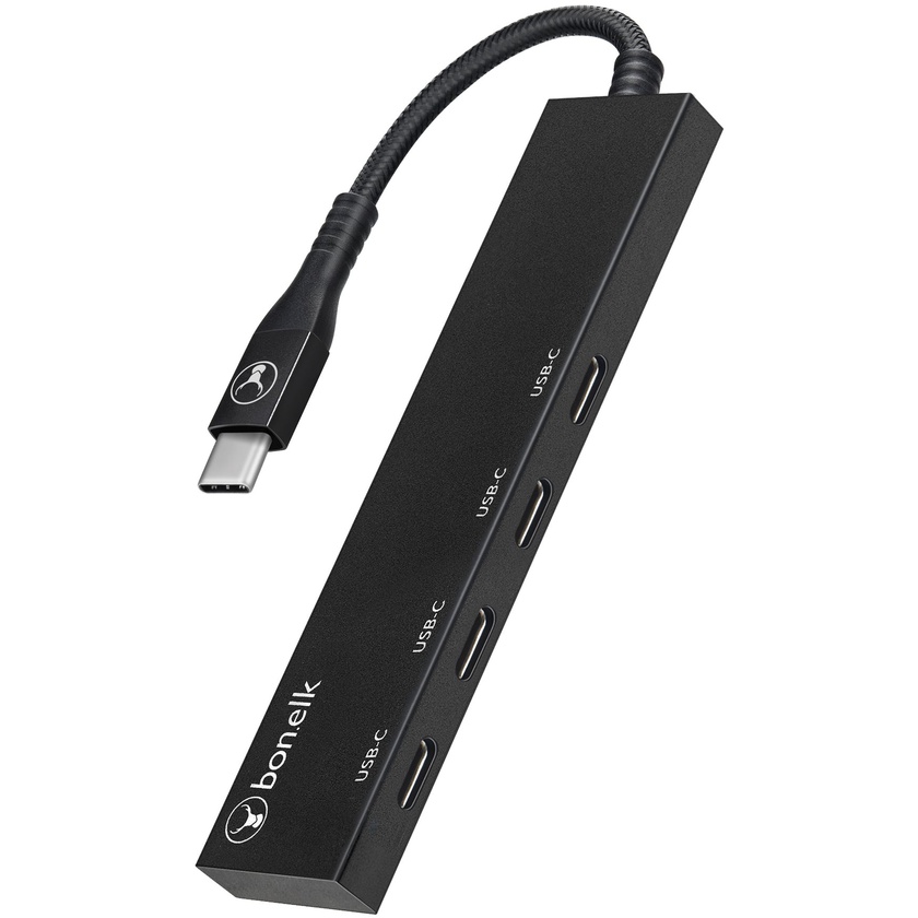 Bonelk Long-Life USB-C to 4 Port USB-C 3.0 Slim Hub (Black)