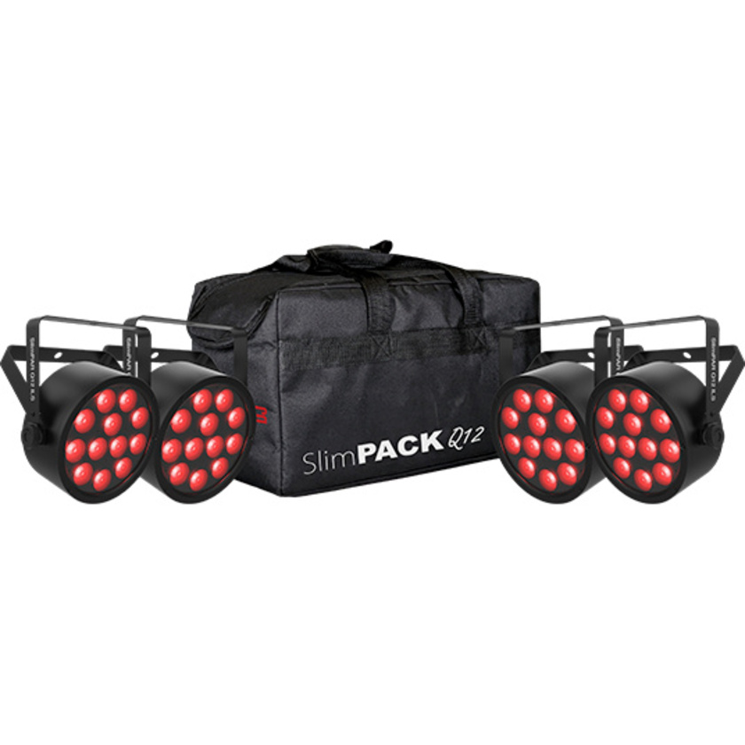 Chauvet DJ SlimPAR Q12 ILS Low Profile Quad-Color LED Wash 4 Light Bundle