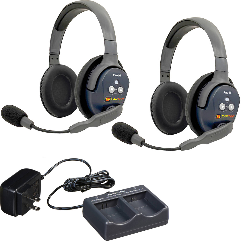 Eartec UltraLITE Pro16 Dual-Channel Wireless Intercom System with 2 Dual-Ear Headsets (2.4 GHz)