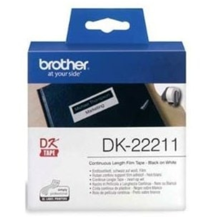 Brother DK22211 Black Print on White Tape (1-1/7" x 50')