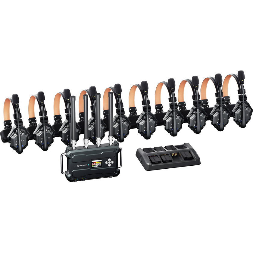 Hollyland Solidcom C1 Pro Roaming Hub 10S Wireless Intercom System with 10 Single-Ear Headsets