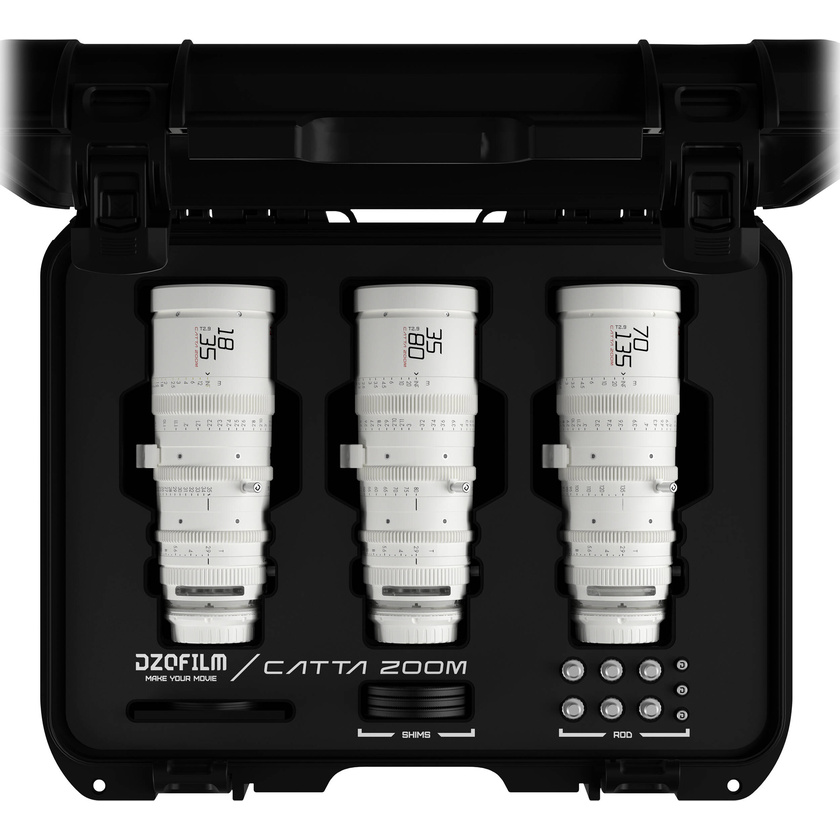 DZOFilm Catta FF 18-35/35-80/70-135mm T2.9 Cine 3-Lens Bundle (Sony E, White)