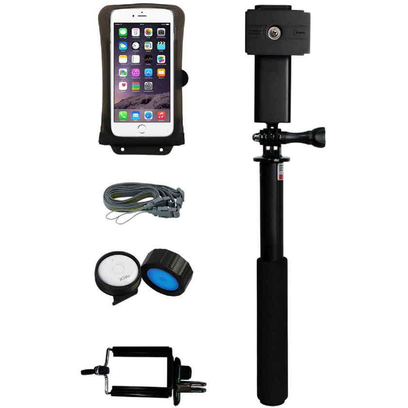 DiCAPac Waterproof Action Case for Smartphone up to 5.8" and Floating Selfie Stick Kit