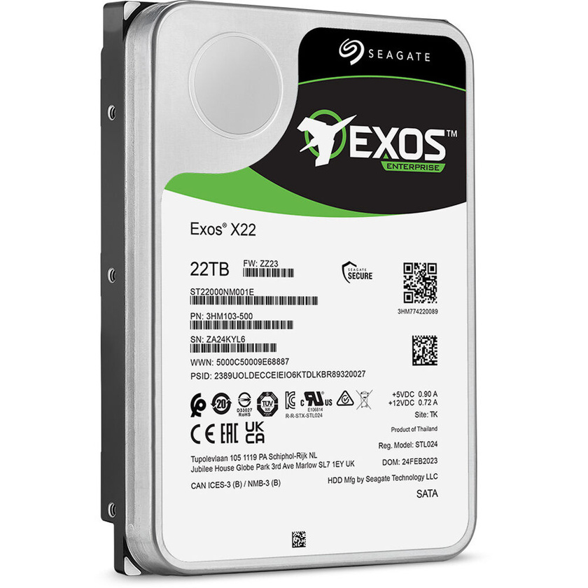 Seagate 22TB Exos X22 7200 rpm SATA III 6 Gb/s 3.5" Internal HDD (OEM)