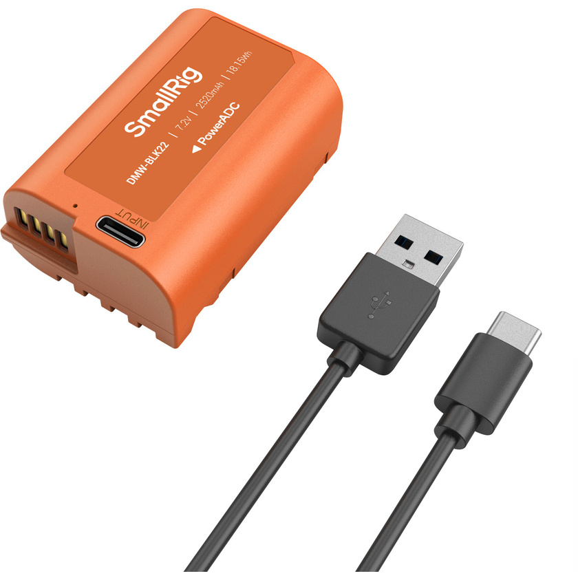 SmallRig 4979 DMW-BLK22 USB-C Rechargeable Camera Battery (Orange)