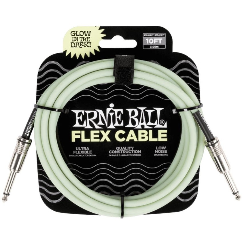 Ernie Ball Flex Straight Instrument Cable (3m, Glow in the Dark)