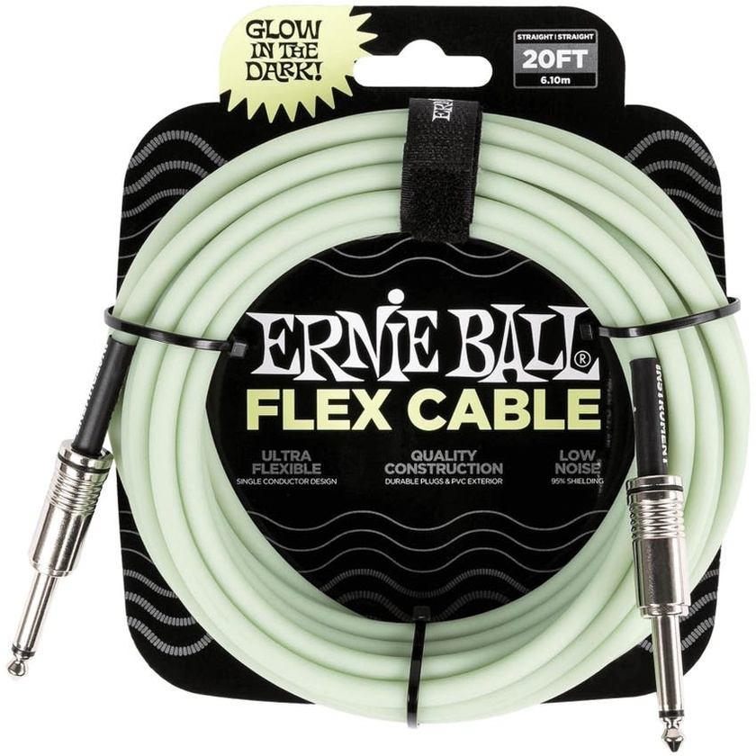 Ernie Ball Flex Straight Instrument Cable (6m, Glow in the Dark)