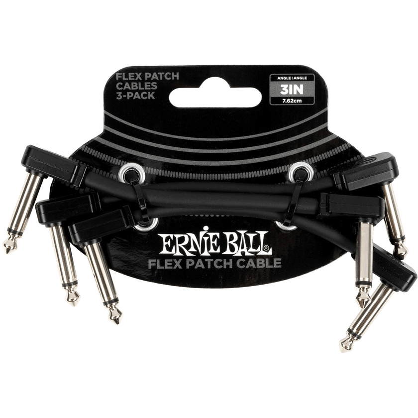 Ernie Ball Flex Patch Cable (3", Black, 3-Pack)