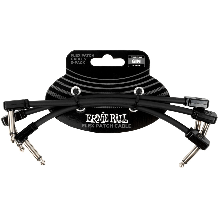Ernie Ball Flex Patch Cable (6", Black, 3-Pack)