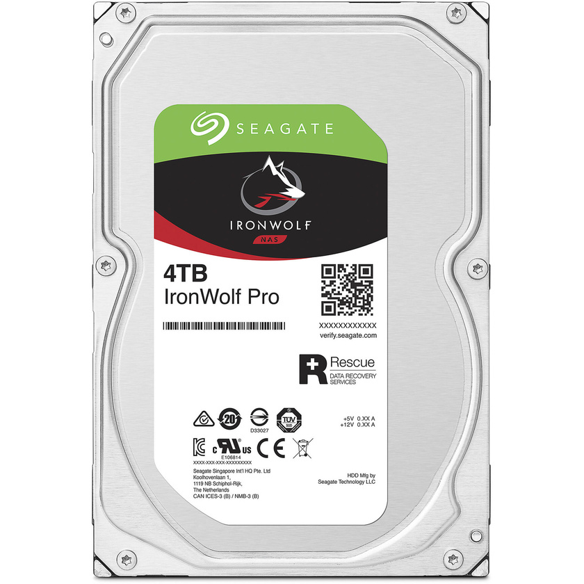 Seagate 4TB IronWolf Pro 7200 rpm SATA III 3.5" Internal NAS HDD (CMR)