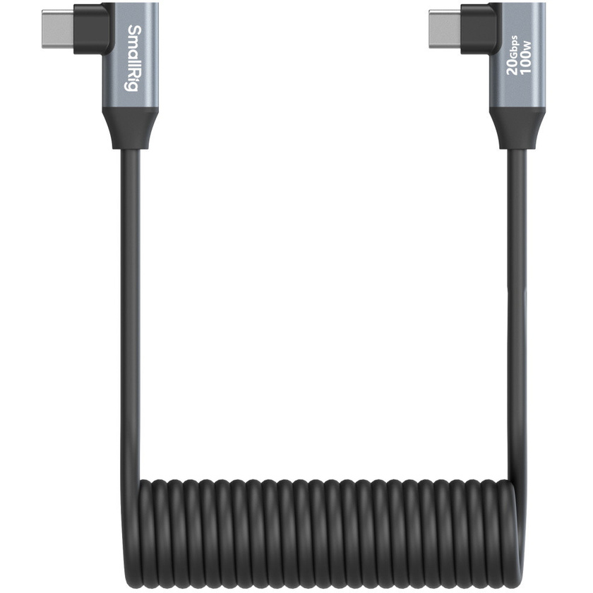 SmallRig 4793 Angled USB-C to Angled USB-C Coiled Data Cable (35cm)