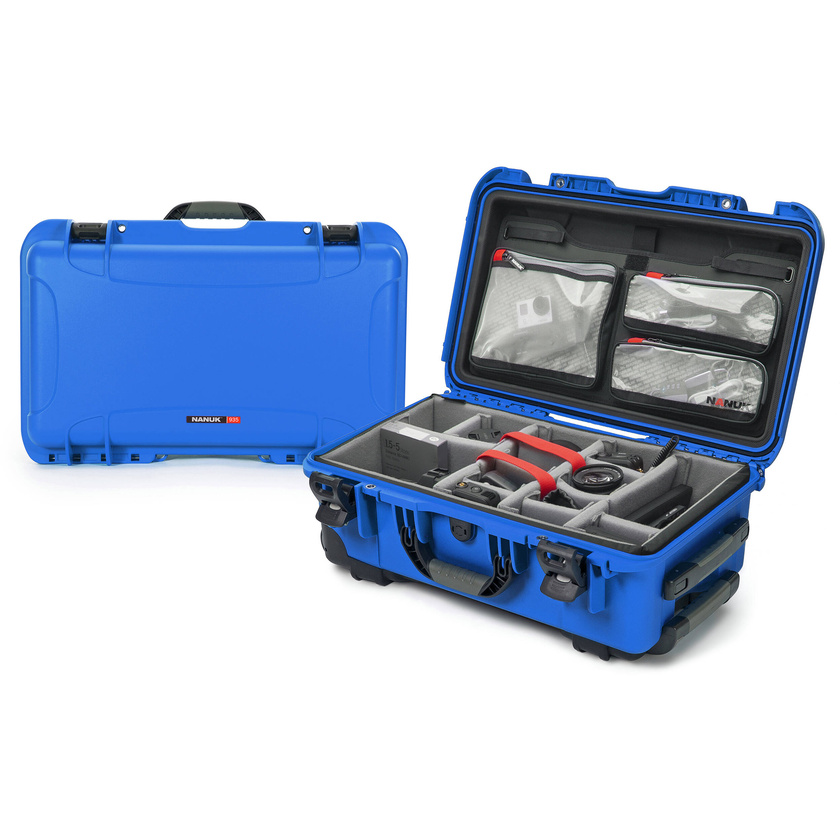 Nanuk 935 Wheeled Waterproof Case Pro Photo/Video Kit with Dividers & Lid Organizer (Blue, 28.5L)