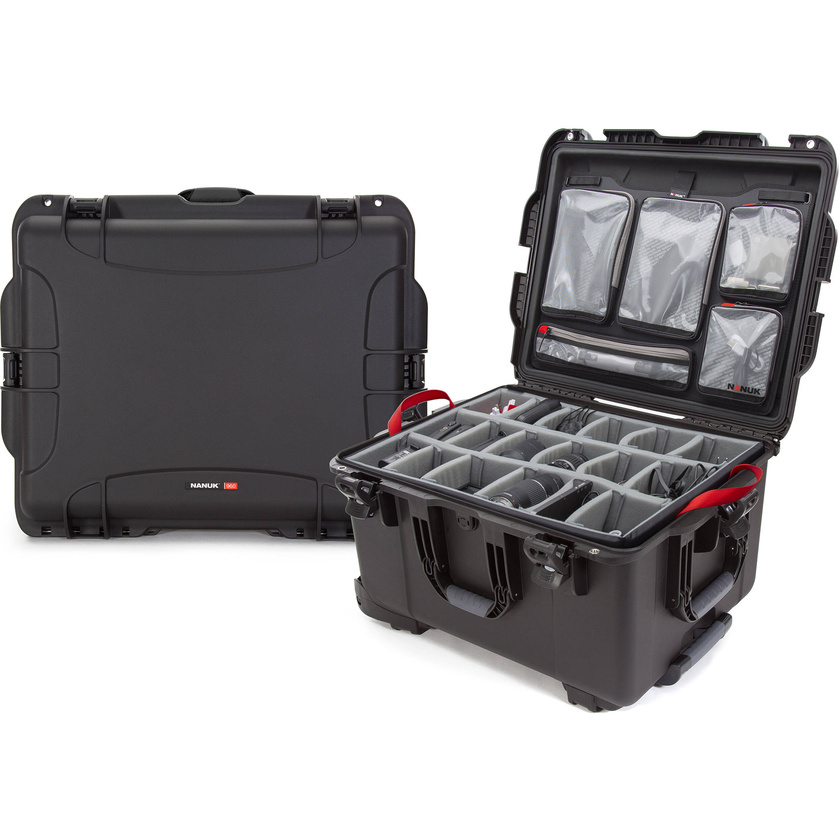Nanuk 960 Wheeled Hard Case (Black, Padded Dividers & Lid Organiser)
