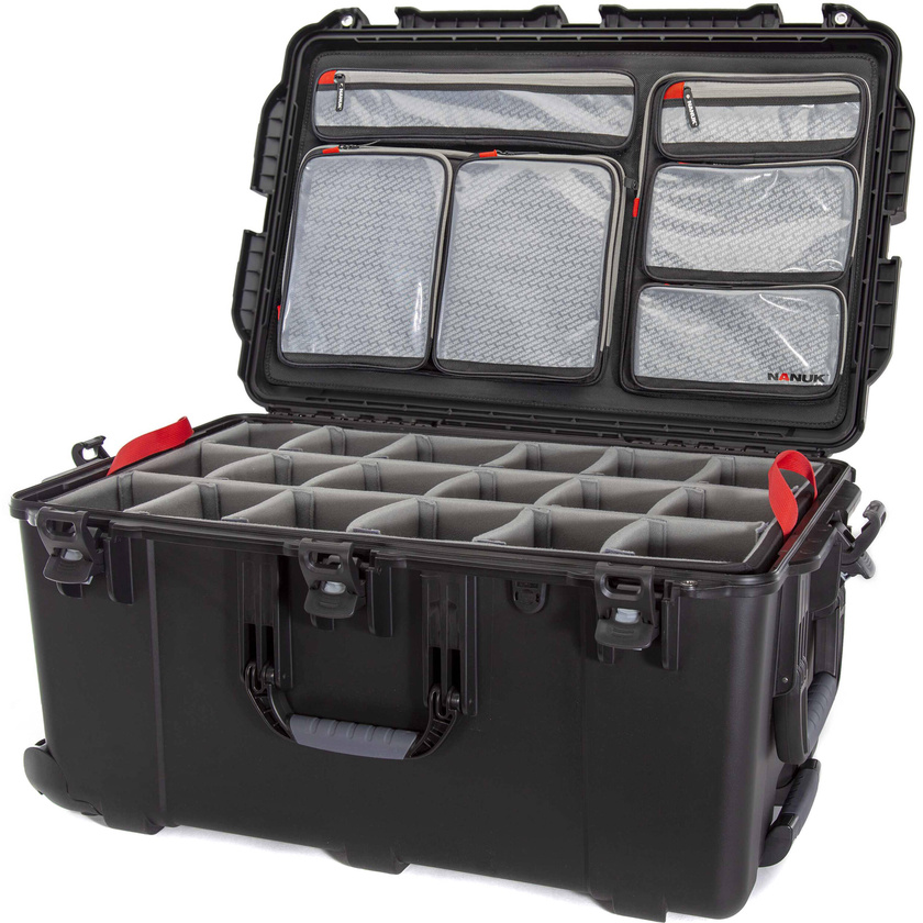 Nanuk 965 Wheeled Hard Case (Black, Padded Dividers & Lid Organiser)