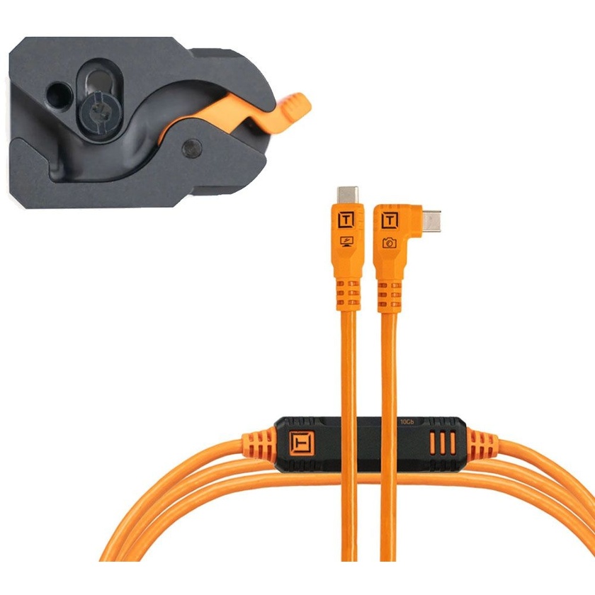 Tether Tools Optima 10G Straight to Right-Angle LeverLock and Cable Kit (4.6m, Hi-Visibility Orange)