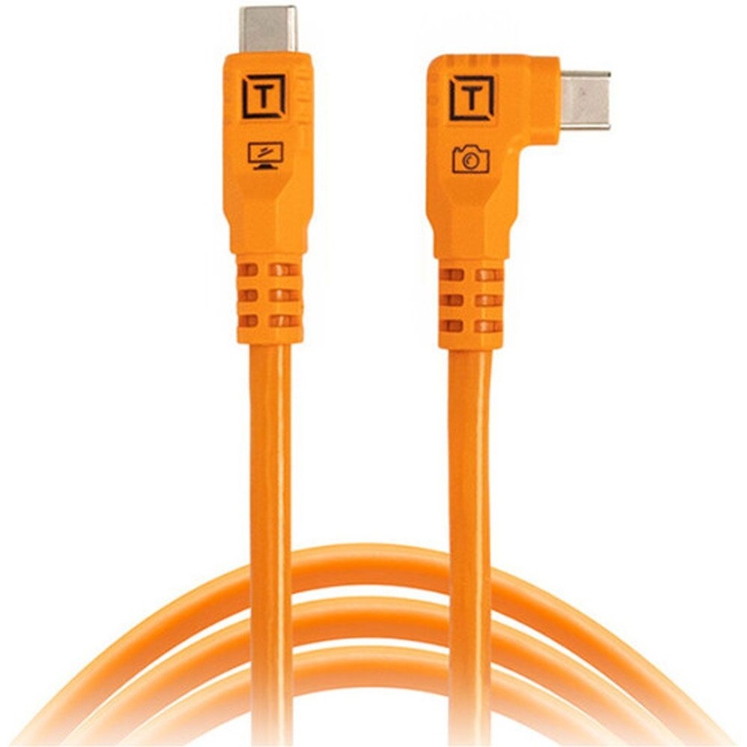 Tether Tools TetherPro Optima 10G USB-C Straight to Right Angle Cable (1.8m, Hi-Visibility Orange)