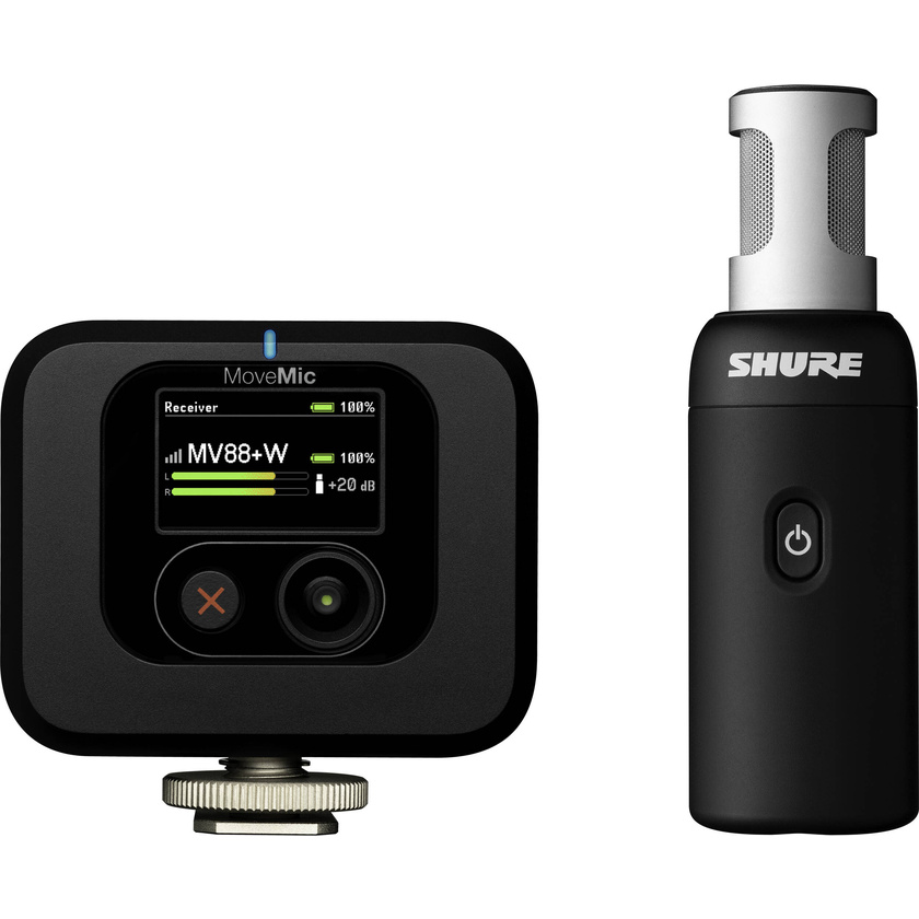 Shure MoveMic 88+ Receiver Kit Wireless Stereo Microphone System for Mobile Devices & Cameras