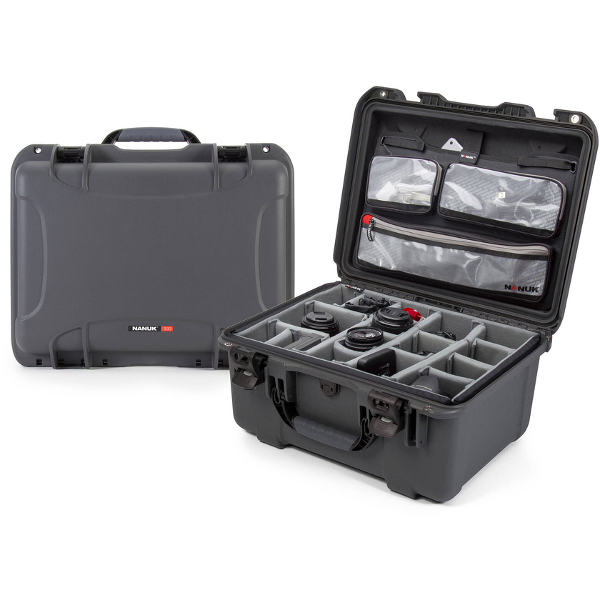 Nanuk 933 Large Hard Case (Graphite, Padded Dividers & Lid Organiser, 36.4L)