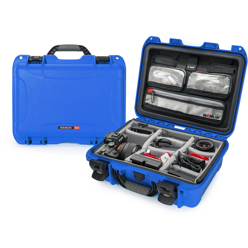 Nanuk 920 Medium Hard Case (Blue, Padded Dividers & Lid Organiser)