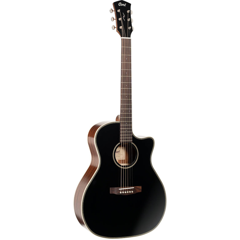 Cort Essence-GA4 Acoustic Guitar with Bag (Black Top Semi-Gloss)