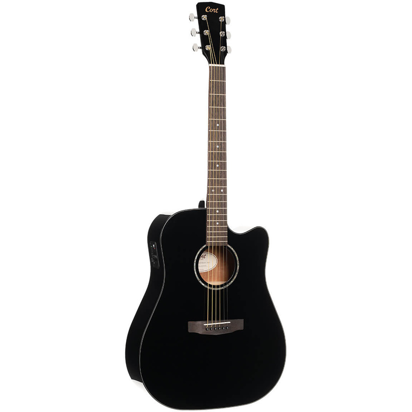 Cort Earth60CE Acoustic Guitar with Bag (Black Gloss)