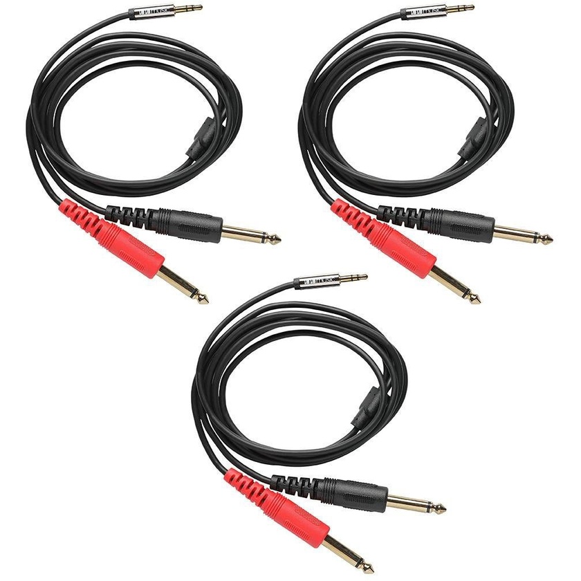 1010music 3.5mm to 2x 6.35mm Stereo Breakout Cable (1.4m, 3 Pack)