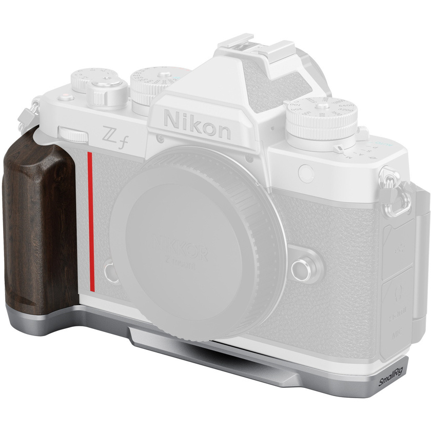 SmallRig 5707 L-Shaped Mount Plate with Wooden Handle for Nikon Z f (Silver)
