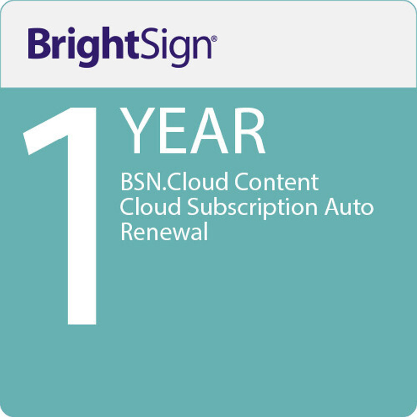BrightSign BSN.Cloud Content Cloud Subscription Auto Renewal (1 Year)