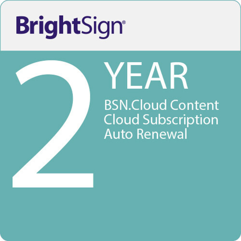 BrightSign BSN.Cloud Content Cloud Subscription Auto Renewal (2 Years)