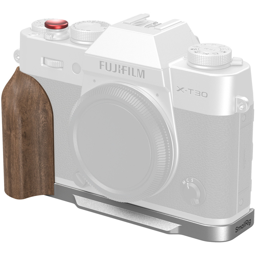 SmallRig 5667 L-Shaped Mount Plate with Wooden Handle for FUJIFILM X-T30 / X-T30 II / X-T30 III (Silver)