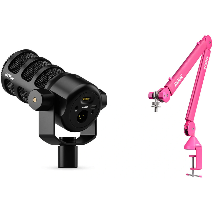Rode PodMic USB Microphone with PSA1+ Studio Boom Arm (Pink)