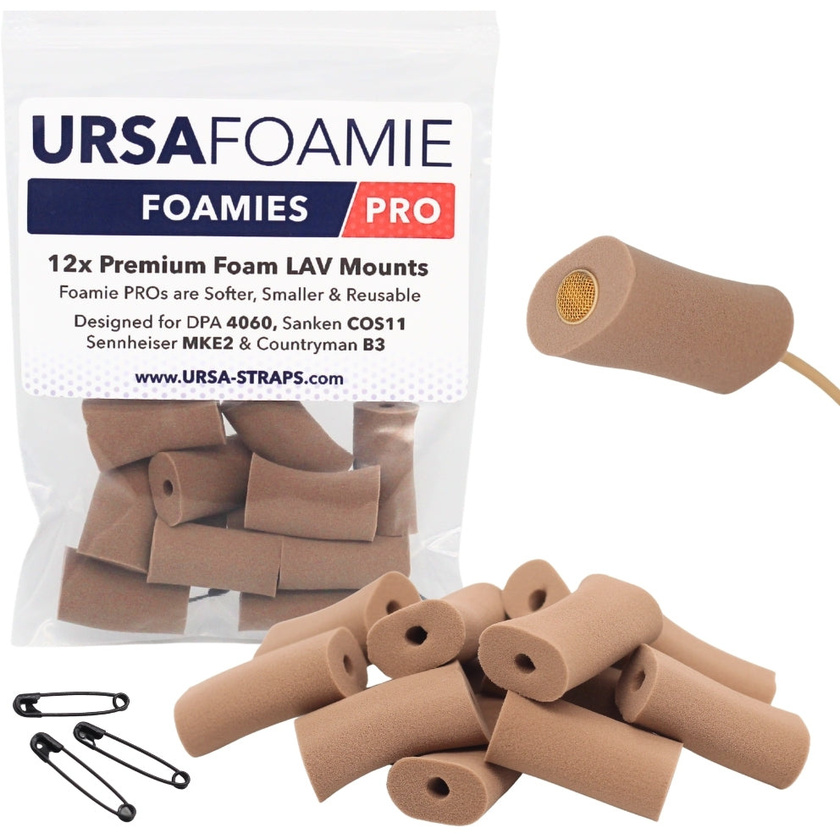 Ursa Foamie Pro for Lavalier Microphones (12 Pack, Caramel)