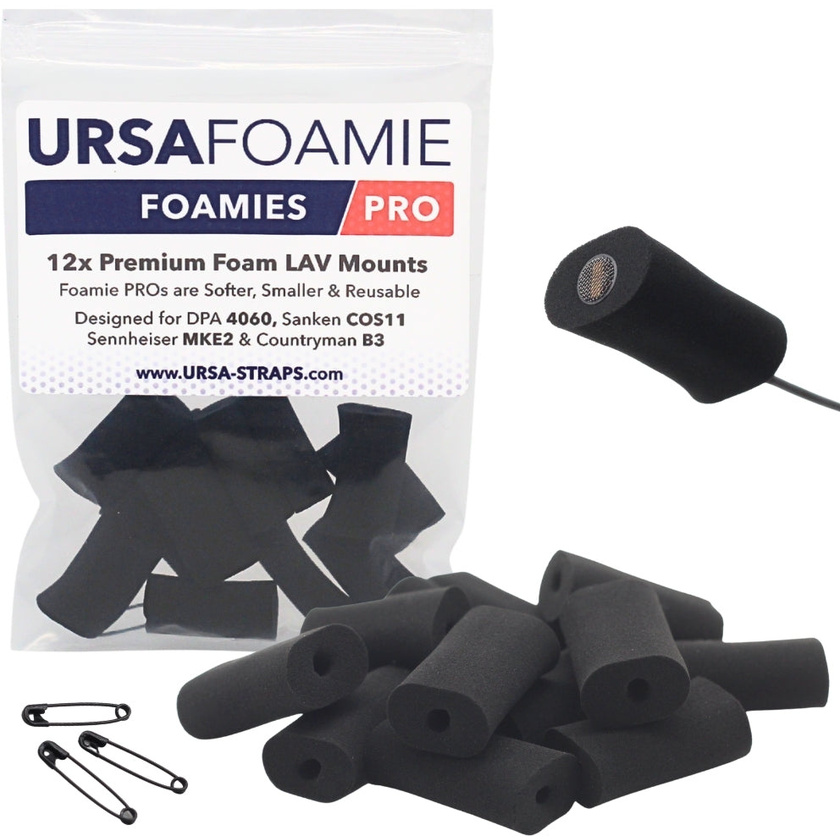 Ursa Foamie Pro for Lavalier Microphones (12 Pack, Black)