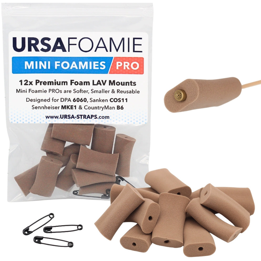 Ursa Mini Foamie Pro for Lavalier Microphones (12 Pack, Caramel)