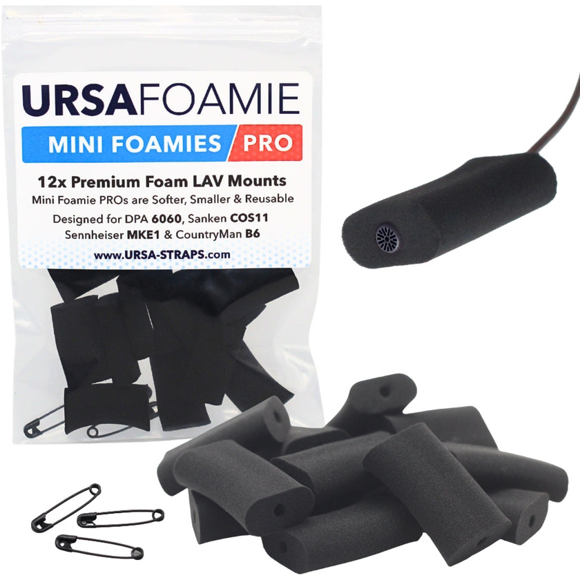Ursa Mini Foamie Pro for Lavalier Microphones (12 Pack, Black)