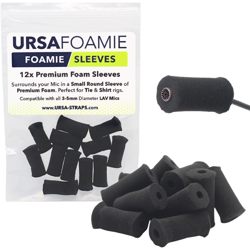 Ursa Foamie Sleeve for Lavalier Microphones (12 Pack, Black)