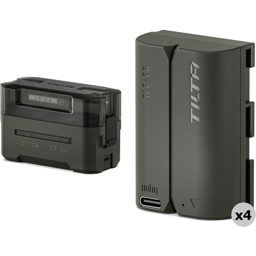 Tilta LP-E6P Kit with 4 Batteries and 4-Bay USB Charger (Green)