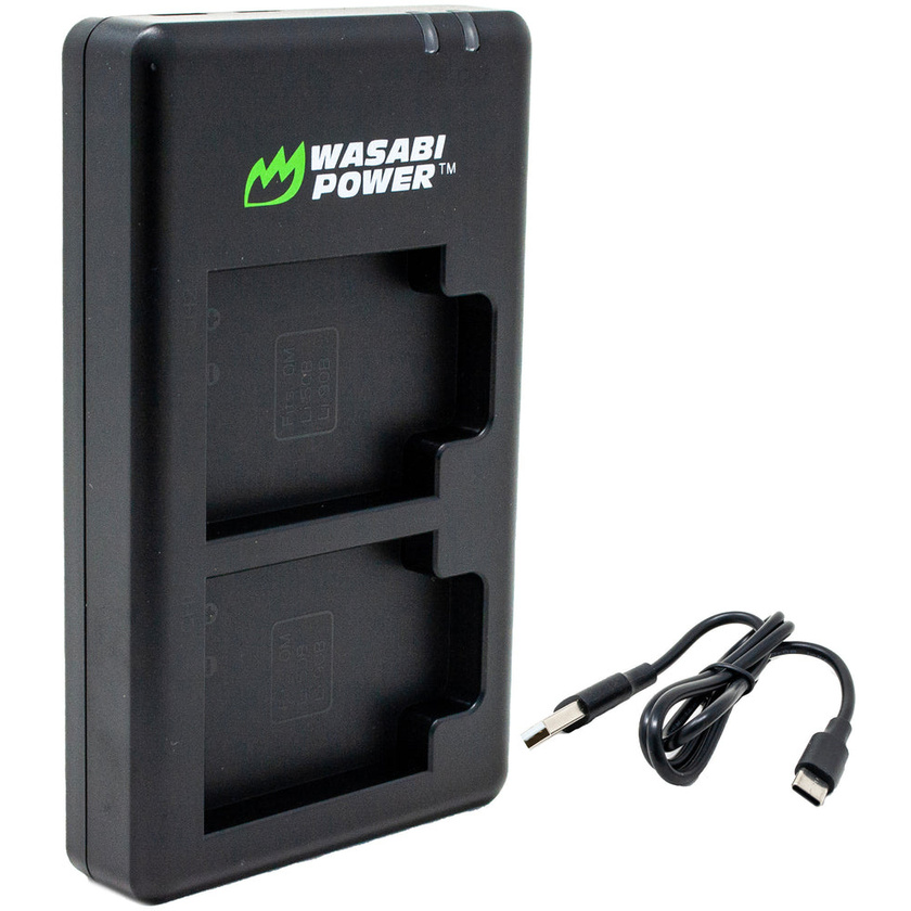 Wasabi Power Dual USB-C Battery Charger for Olympus LI-50B
