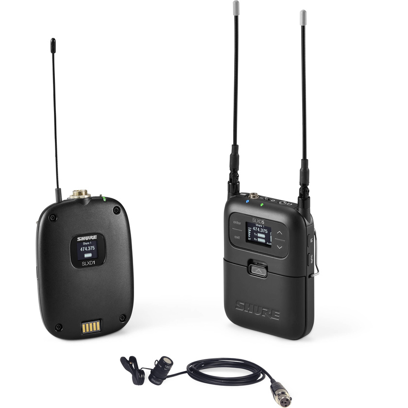 Shure SLXD15/85 Digital Camera-Mount Wireless Cardioid Lavalier Mic System (H58: 520 to 608 MHz)