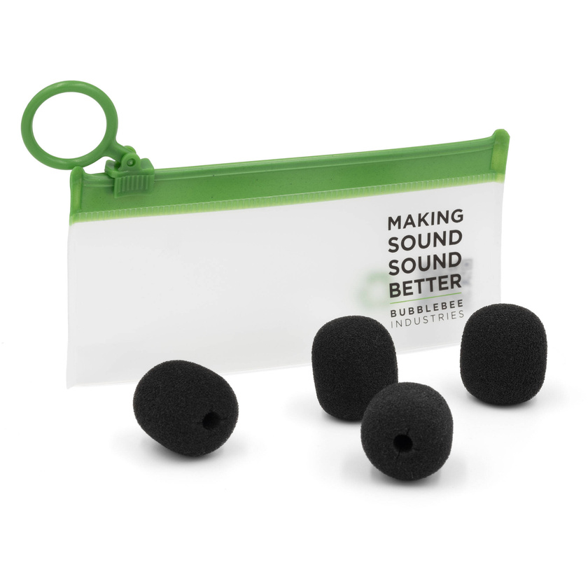 Bubblebee Industries The Microphone Foam for Lavalier Mics Pop Filter (Extra-Large, Black, 4-Pack)