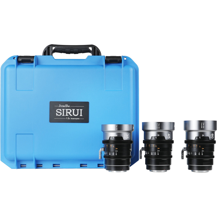 Sirui IronStar Series 35, 45 & 60mm T1.9 Full-Frame Anamorphic Lens Set (ARRI PL/EF Mount, Blue Flare)