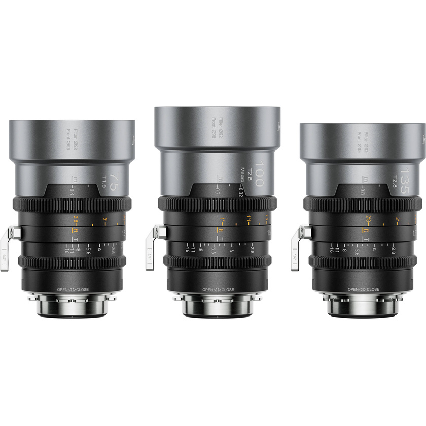 Sirui IronStar Series 75, 100 & 135mm T1.9/2.8 Full-Frame Anamorphic Lens Set (ARRI PL/Canon EF, Neutral Flare)