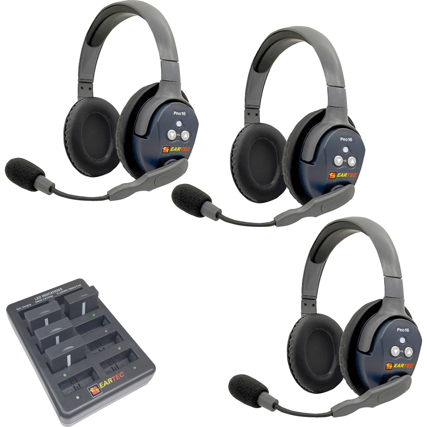 Eartec UltraLITE Pro16 3-Person Dual-Channel Full-Duplex Wireless Intercom System (2.4 GHz)