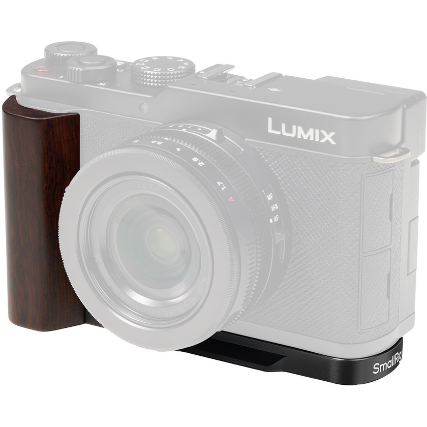 SmallRig 5942 L-Shaped Mount Plate with Wooden Handle for Panasonic LUMIX L10 (Black)