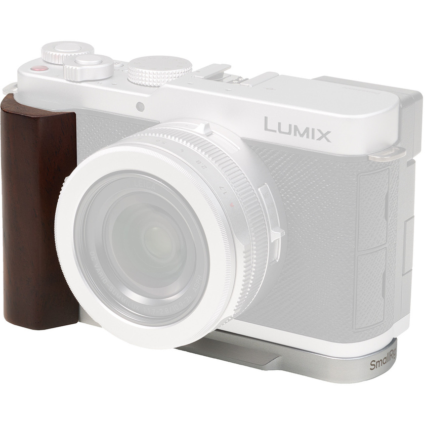 SmallRig 5943 L-Shaped Mount Plate with Wooden Handle for Panasonic LUMIX L10 (Silver)
