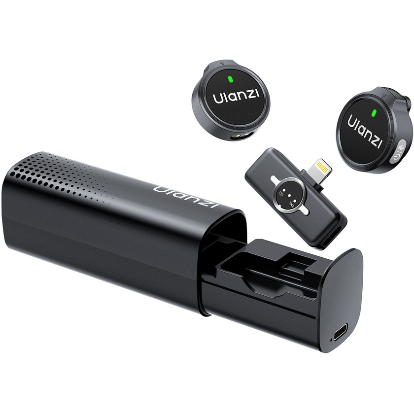 Ulanzi A21 2-Person Wireless Microphone System (2.4 GHz, Lightning, Black)